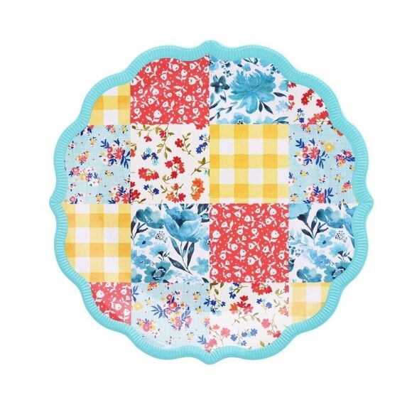Pioneer Woman Patchwork Medley Melamine Dinner Plate Multicolor 10.7-in BPA Free - Picture 1 of 3